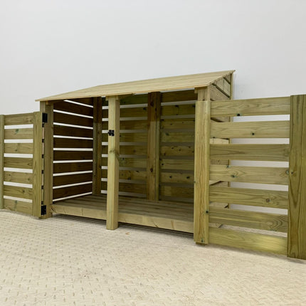 Premium Slatted Wooden Log Store with Doors W-146cm, H-126cm or 180cm, D-88cm