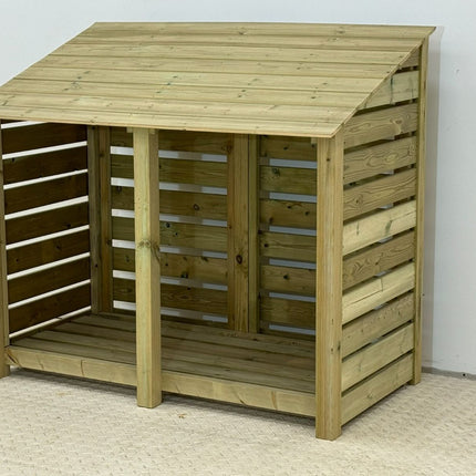Premium Slatted Wooden Log Store W-146cm, H-126cm or 180cm, D-88cm