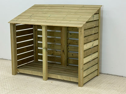Premium Slatted Wooden Log Store W-146cm, H-126cm or 180cm, D-88cm