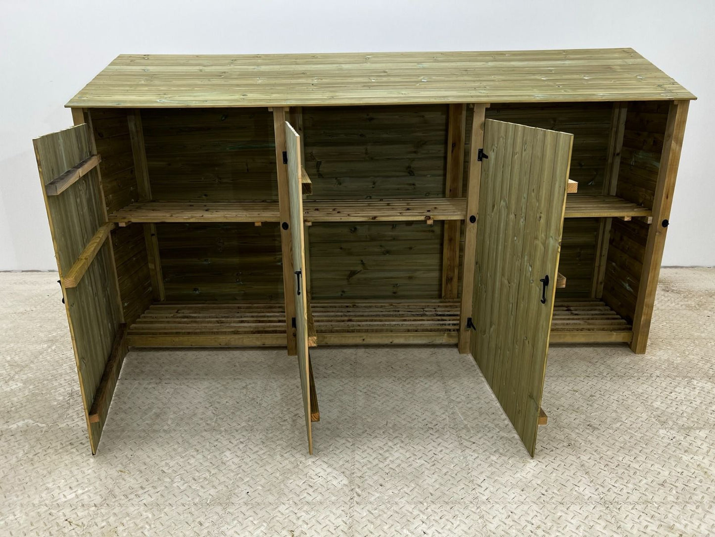 Wooden Premium Tongue/Groove Log Store with Doors and Shelf W-335cm, H-126cm or 180cm, D-88cm