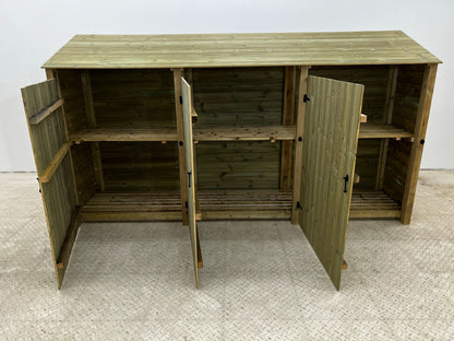 Wooden Premium Tongue/Groove Log Store with Doors and Shelf W-335cm, H-126cm or 180cm, D-88cm