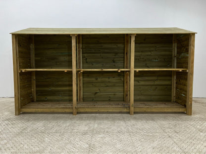 Wooden Premium Tongue/Groove Log Store with Shelf W-335cm, H-126cm or 180cm, D-88cm