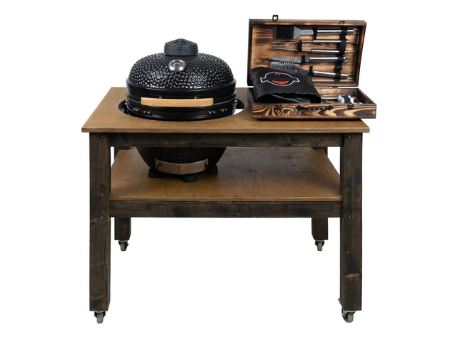 BBQ Space Outdoor Kitchen Islands, for Kamado Joe (Classic Joe I) Ceramic smoker (1.2m Length, with wheels)