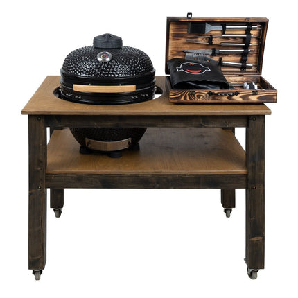 BBQ Space Outdoor Kitchen Islands, for Kamado Joe (Classic Joe 3) Ceramic smoker (1.2m Length, with wheels)