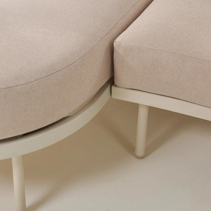 Kiki Beige 3-Seater Outdoor Chaise Sofa | Olefin Cushions & Aluminium Frame