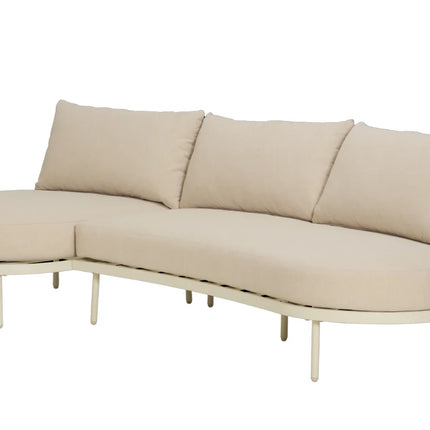 Kiki Beige 3-Seater Outdoor Chaise Sofa | Olefin Cushions & Aluminium Frame