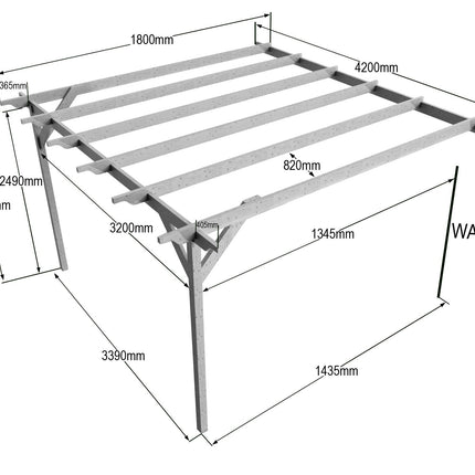 Wall Mounted Wooden Pergola Kit - Chamfered Design