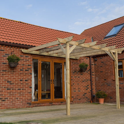 Wall Mounted Wooden Pergola Kit - Longhorn Design