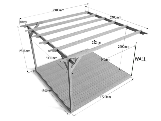 Wall Mounted Pergola and Decking Kit Orchid Design