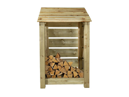 Slatted wooden log store W-79cm, H-126cm or 180cm, D-88cm