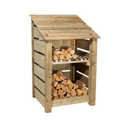 Slatted Wooden Log Store With Shelf W-79cm, H-126cm or 180cm, D-88cm