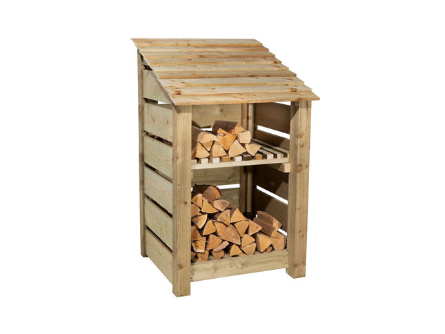 Slatted Wooden Log Store With Shelf W-79cm, H-126cm or 180cm, D-88cm