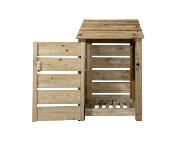 Slatted Wooden Log Store With Door W-79cm, H-126cm or 180cm, D-88cm