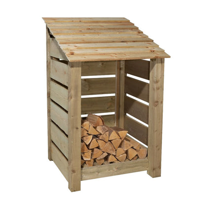 Slatted wooden log store W-79cm, H-126cm or 180cm, D-88cm