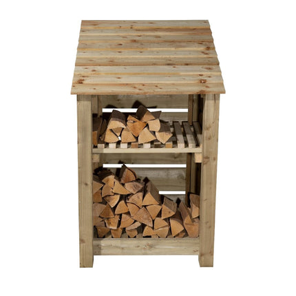Slatted Wooden Log Store With Shelf W-79cm, H-126cm or 180cm, D-88cm