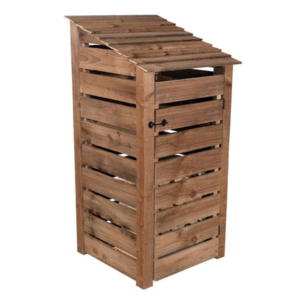 Slatted Wooden Log Store with Door W-99cm, H-126cm or 180cm, D-88cm - Brown Finish