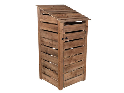 Slatted Wooden Log Store with Door W-99cm, H-126cm or 180cm, D-88cm - Brown Finish