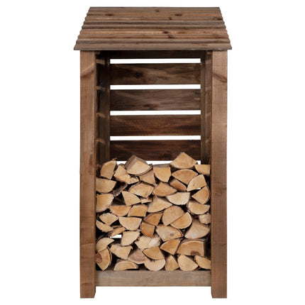 Slatted Wooden Log Store W-99cm, H-126cm or 180cm, D-88cm - Brown Finish