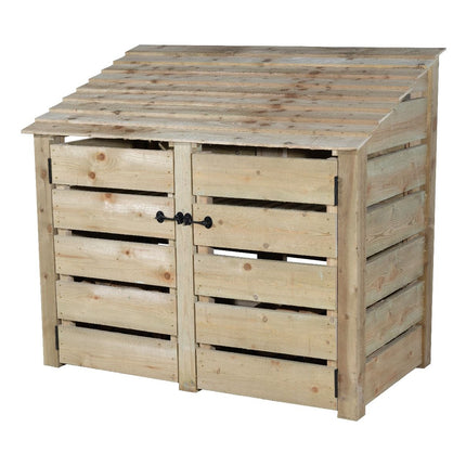 Slatted Wooden Log Store with Door and Shelf W-146cm, H-126cm or 180cm, D-88cm
