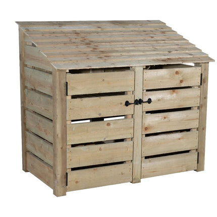 Slatted Wooden Log Store with Door W-146cm, H-126cm or 180cm, D-88cm