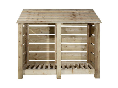 Slatted Wooden Log Store W-146cm, H-126cm Or 180cm, D-88cm