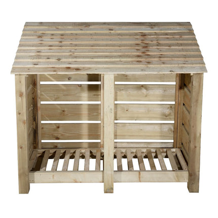 Slatted Wooden Log Store W-146cm, H-126cm Or 180cm, D-88cm