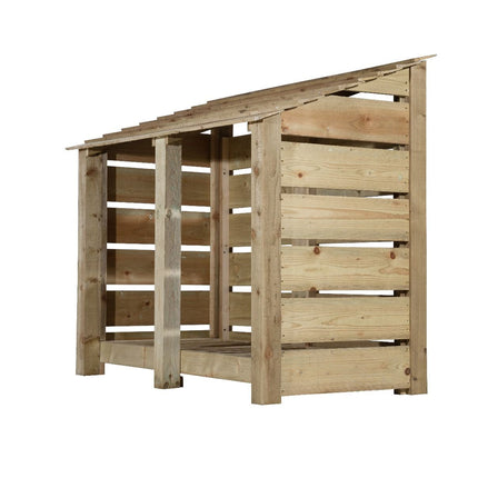 Slatted Wooden Log Store with Shelf W-146cm, H-126cm or 180cm, D-88cm