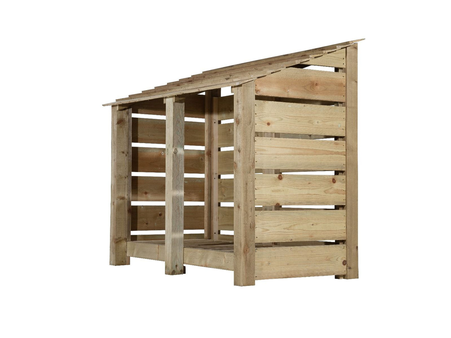 Slatted Wooden Log Store with Shelf W-146cm, H-126cm or 180cm, D-88cm