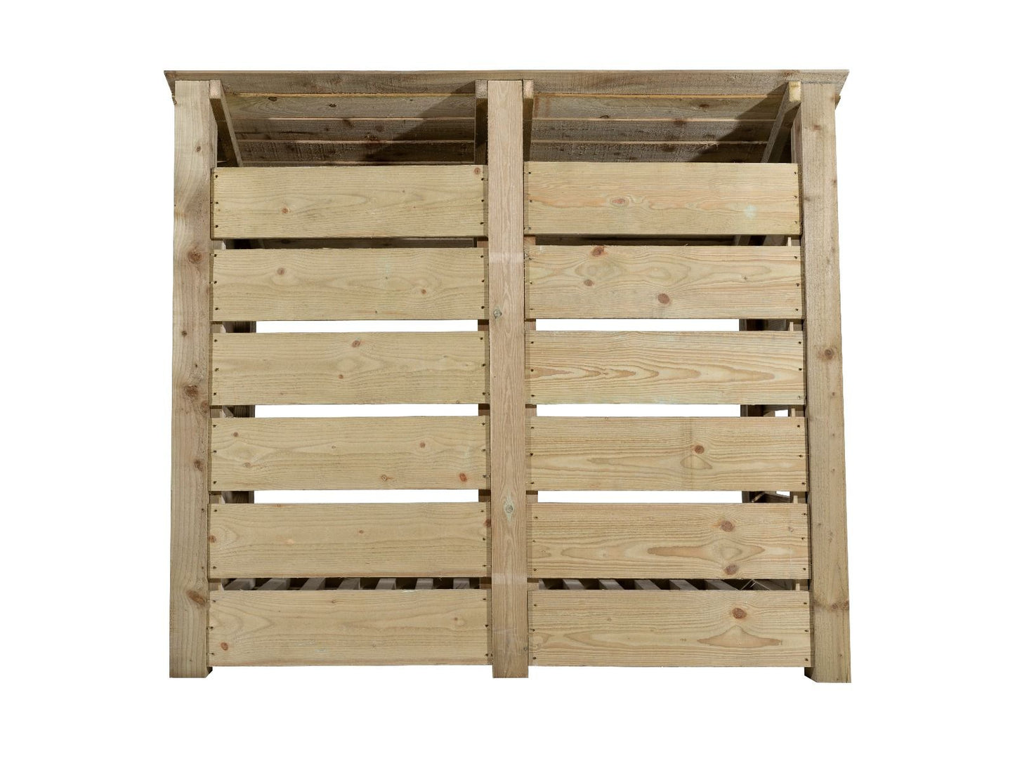 Slatted Wooden Log Store with Door W-146cm, H-126cm or 180cm, D-88cm