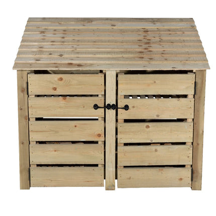 Slatted Wooden Log Store with Door W-146cm, H-126cm or 180cm, D-88cm
