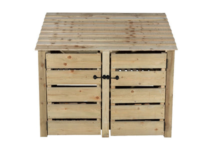 Slatted Wooden Log Store with Door W-146cm, H-126cm or 180cm, D-88cm