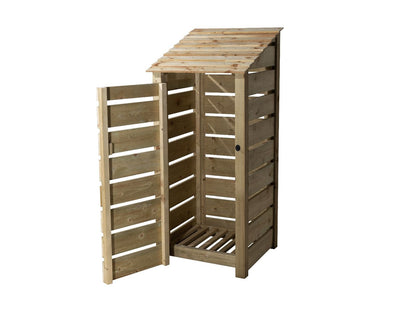 Slatted Wooden Log Store With Door W-79cm, H-126cm or 180cm, D-88cm