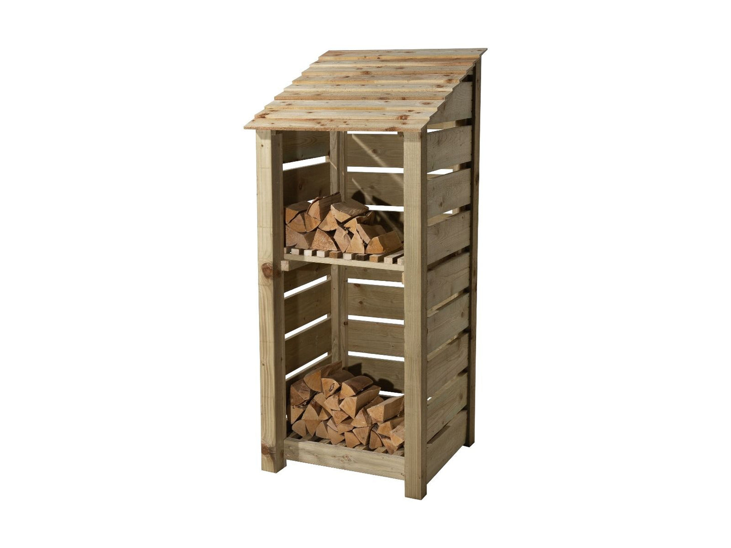 Slatted Wooden Log Store With Shelf W-79cm, H-126cm or 180cm, D-88cm