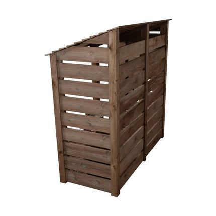 Slatted Wooden Log Store W-187cm, H-126cm or 180cm, D-88cm - Brown Finish