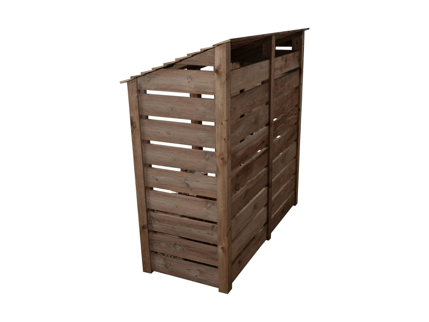 Slatted Wooden Log Store with Shelf W-187cm, H-126cm or 180cm, D-88cm - Brown Finish