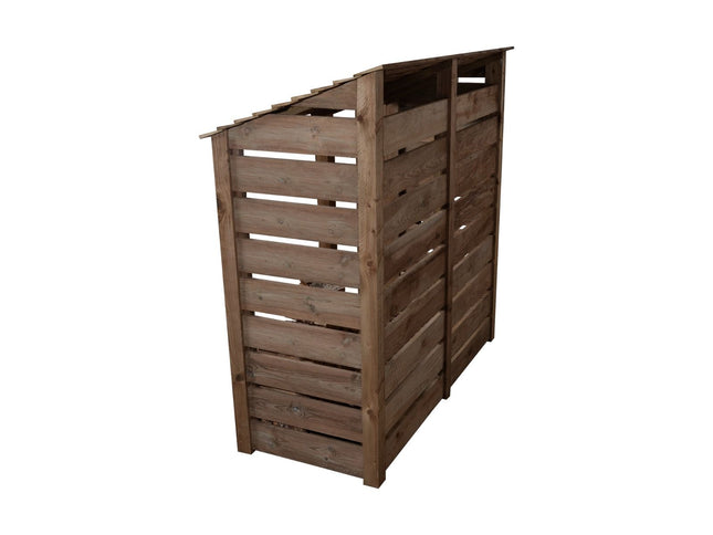 Slatted Wooden Log Store with Shelf W-187cm, H-126cm or 180cm, D-88cm - Brown Finish