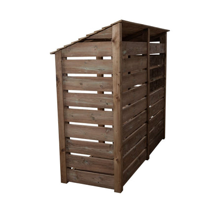 Slatted Wooden Log Store W-227cm, H-126cm or 180cm, D-88cm - Brown Finish