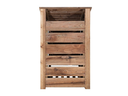Slatted Wooden Log Store With Shelf W-79cm, H-126cm or 180cm, D-88cm - Brown Finish