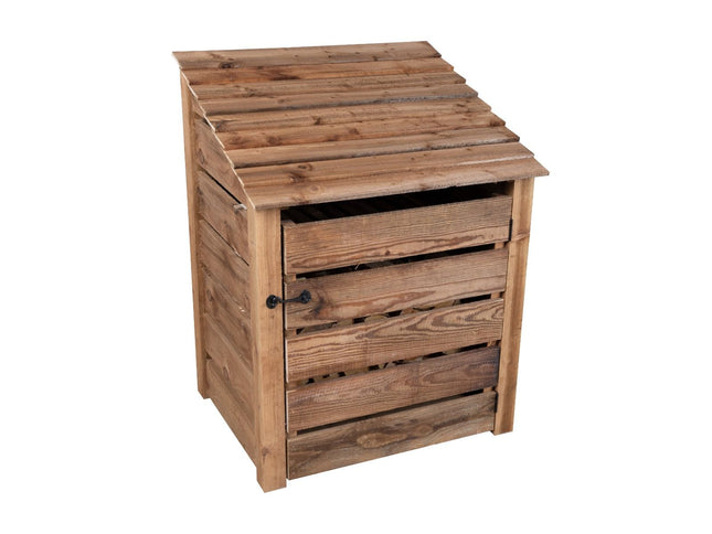 Slatted Wooden Log Store with Door W-99cm, H-126cm or 180cm, D-88cm - Brown Finish