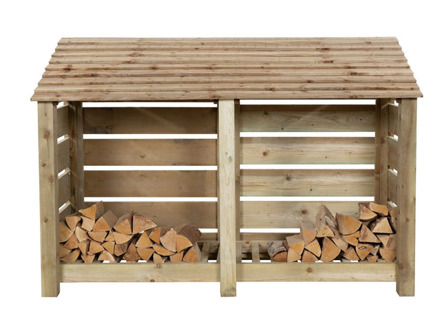 Slatted Wooden Log Store W-187cm, H-126cm or 180cm, D-88cm