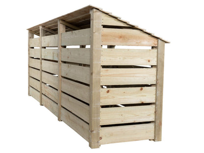 Slatted Wooden Log Store W-335cm, H-126cm or 180cm, D-88cm