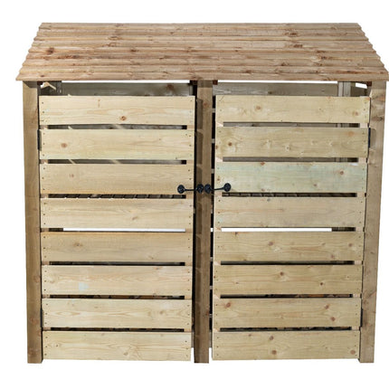 Slatted Wooden Log Store with Doors And Shelf W-187cm, H-126cm or 180cm, D-88cm