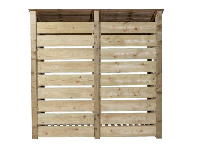Slatted Wooden Log Store with Doors And Shelf W-187cm, H-126cm or 180cm, D-88cm