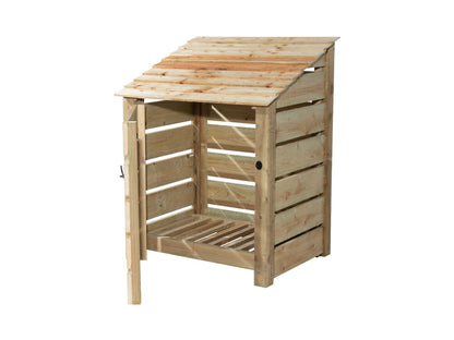 Slatted Wooden Log Store with Door W-99cm, H-126cm Or 180cm, D-88cm