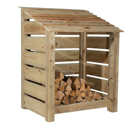 Slatted Wooden Log Store W-99cm, H-126cm Or 180cm, D-88cm