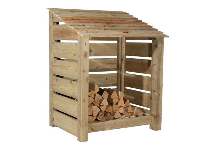 Slatted Wooden Log Store W-99cm, H-126cm Or 180cm, D-88cm