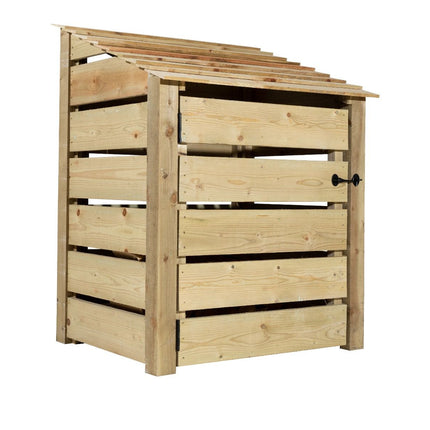 Slatted Wooden Log Store with Door and Shelf W-99cm, H-126cm Or 180cm, D-88cm