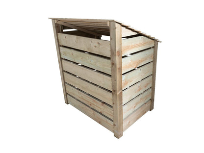 Slatted Wooden Log Store with Door W-119cm, H-126cm Or 180cm, D-88cm