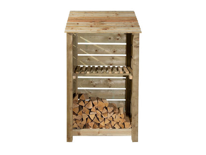Slatted Wooden Log Store with Shelf W-99cm, H-126cm Or 180cm, D-88cm