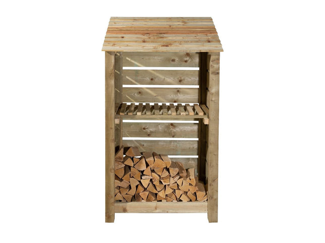 Slatted Wooden Log Store with Shelf W-99cm, H-126cm Or 180cm, D-88cm
